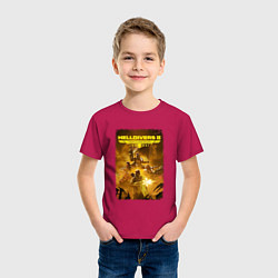 Футболка хлопковая детская Helldivers 2: Battleground, цвет: маджента — фото 2