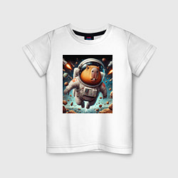 Детская футболка Capybara is a brave cosmonaut