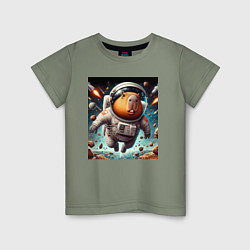 Детская футболка Capybara is a brave cosmonaut