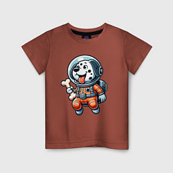 Детская футболка Dalmatian cosmonaut puppy with a bone