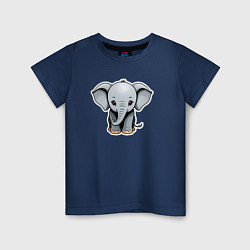 Футболка хлопковая детская Веселый африканский слоненок, цвет: тёмно-синий