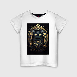 Детская футболка Черная кошка с золотыми элементами