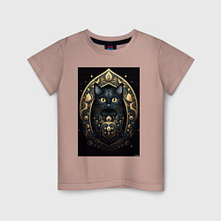 Детская футболка Черная кошка с золотыми элементами