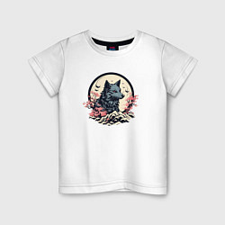 Детская футболка Черный волк в горах