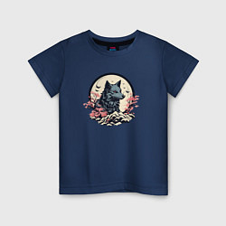Детская футболка Черный волк в горах