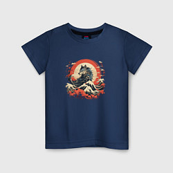 Детская футболка Японский волк на закате