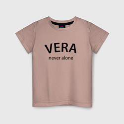 Футболка хлопковая детская Vera never alone - motto, цвет: пыльно-розовый