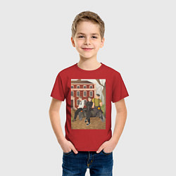 Футболка хлопковая детская Красные кирпичи, цвет: красный — фото 2
