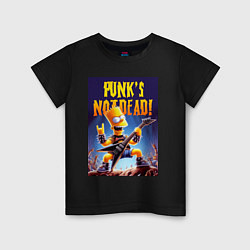 Футболка хлопковая детская Bart Simpson - punks not dead, цвет: черный