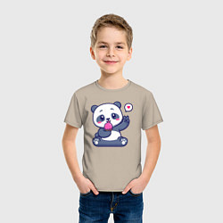 Футболка хлопковая детская Ice cream panda, цвет: миндальный — фото 2