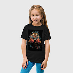 Футболка хлопковая детская Боевой тигр Муай Тай, цвет: черный — фото 2