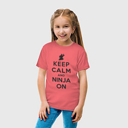 Футболка хлопковая детская Keep calm and ninja on, цвет: коралловый — фото 2