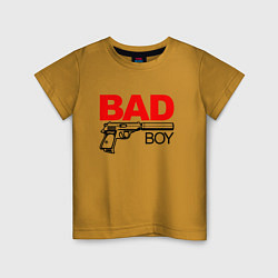 Футболка хлопковая детская Bad boy with gun, цвет: горчичный