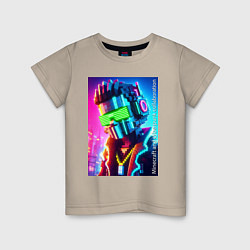 Детская футболка Minecraft and cyberpunk - collaboration ai art