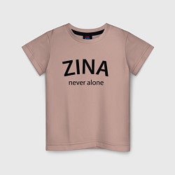 Футболка хлопковая детская Zina never alone - motto, цвет: пыльно-розовый