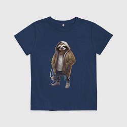 Детская футболка Ленивец с капюшоном