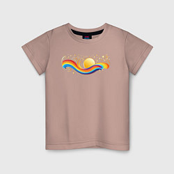 Детская футболка Радуга с солнцем и звездами