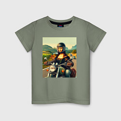 Детская футболка Mona Lisa on a motorcycle - ai art