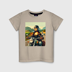 Детская футболка Mona Lisa on a motorcycle - ai art