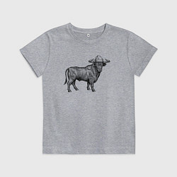 Детская футболка Бык в новогодней шапке