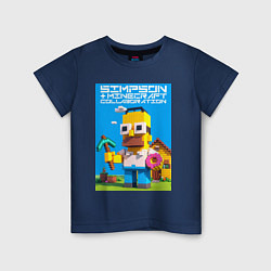 Детская футболка Homer Simpson and Minecraft - collaboration ai art