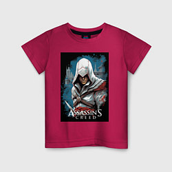 Детская футболка Assassins creed белый кинжал