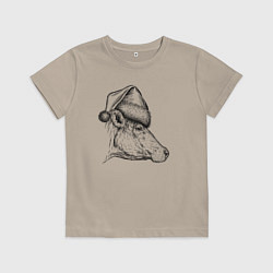 Футболка хлопковая детская Новогодняя корова, цвет: миндальный