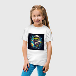 Футболка хлопковая детская Крокодил в космосе, цвет: белый — фото 2