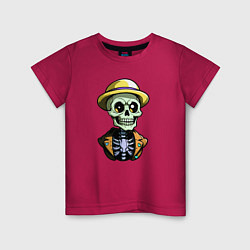 Детская футболка Скелет в жёлтой шляпе