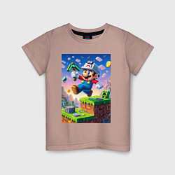 Детская футболка Марио и Майнкрафт - коллаба