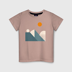 Детская футболка Горы и солнце минимализм абстакция
