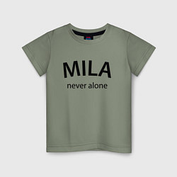 Футболка хлопковая детская Mila never alone - motto, цвет: авокадо