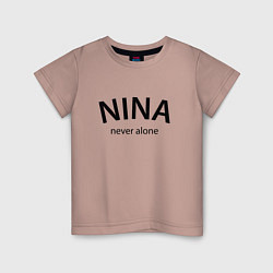 Футболка хлопковая детская Nina never alone - motto, цвет: пыльно-розовый