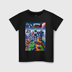 Детская футболка Mass effect and Minecraft - ai art collaboration