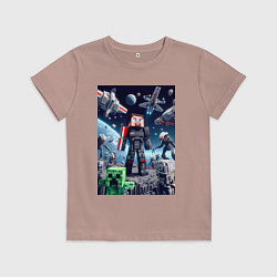 Детская футболка Minecraft and Mass effect - collaboration ai art