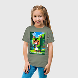Футболка хлопковая детская Capybara and Minecraft collaboration - ai art, цвет: авокадо — фото 2
