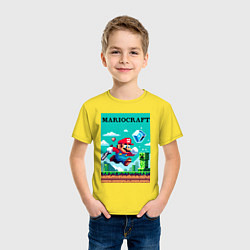 Футболка хлопковая детская Mario and Minecraft - collaboration pixel art, цвет: желтый — фото 2