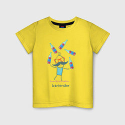 Футболка хлопковая детская Бармен жонглёр, цвет: желтый