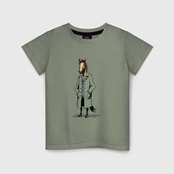 Детская футболка Конь в зеленом пальто