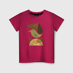 Детская футболка Собака птица кошка