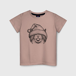 Детская футболка Кот в новогодней шапке