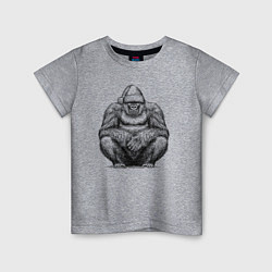 Детская футболка Новогодняя горилла на корточках