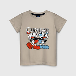 Футболка хлопковая детская Cuphead and Mugman, цвет: миндальный