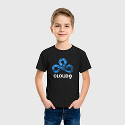 Футболка хлопковая детская Cloud9 - blue cloud logo, цвет: черный — фото 2