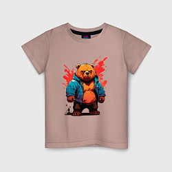 Детская футболка Брутальный Михаил - сердитый мишка