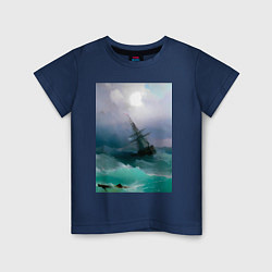 Детская футболка Корабль среди бурного моря