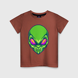 Детская футболка Голова зелёного пришельца