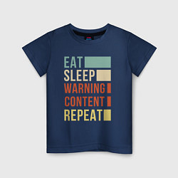 Детская футболка Есть спать Content Warning повторять