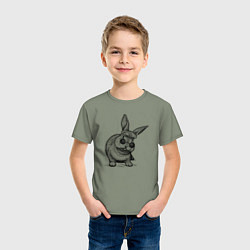 Футболка хлопковая детская Зайчик в шапке и очках, цвет: авокадо — фото 2