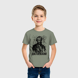 Футболка хлопковая детская Достоевский лайнарт портрет, цвет: авокадо — фото 2